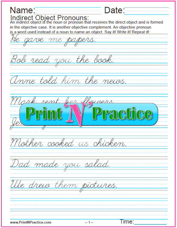 Direct And Indirect Objects Worksheets With Examples