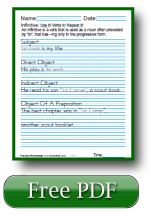 worksheets verb infinitives speech different parts infinitive verbs