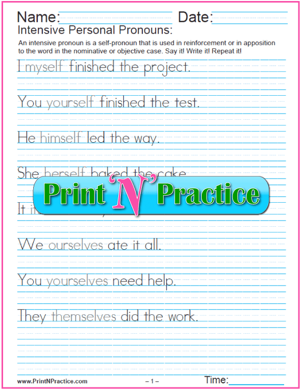 Pronoun Worksheets And Lists Of Pronouns