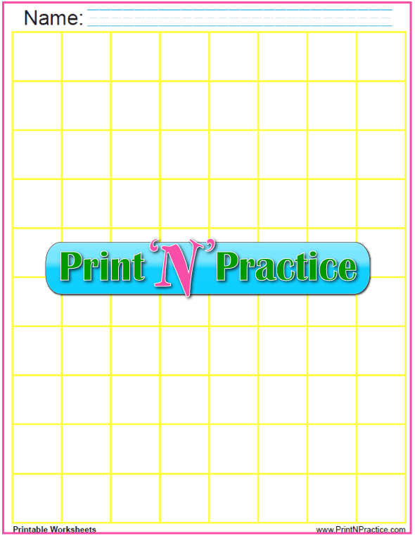 Yellow - One inch graph paper to print and personalize - 1 inch graph paper printable.