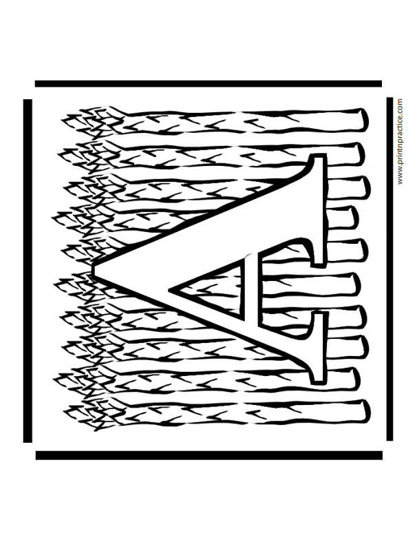 A For Asparagus: Alphabet A Coloring Page