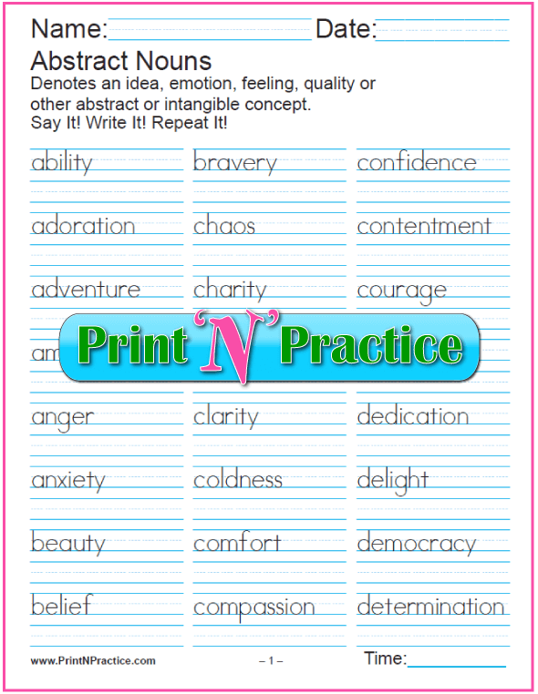 worksheet-on-abstract-nouns