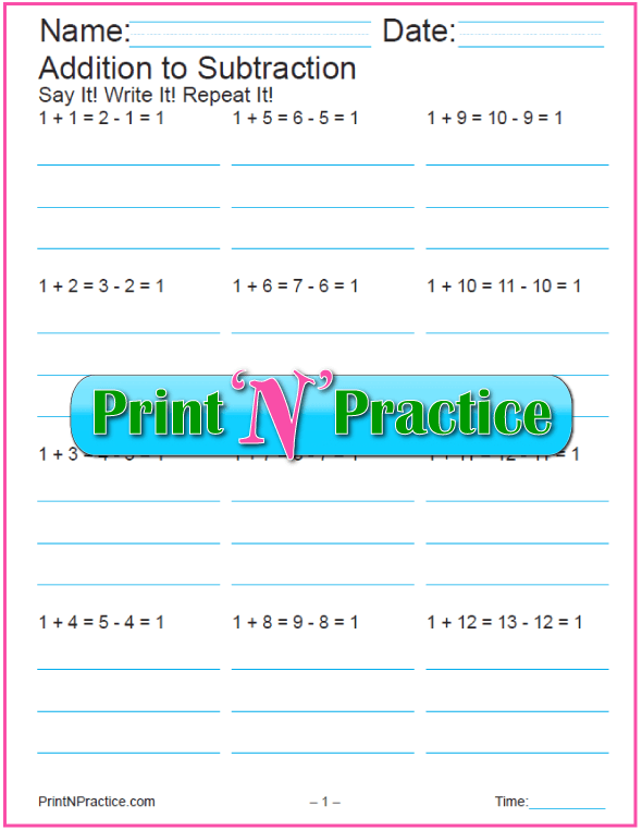 12 Printable Addition and Subtraction Worksheets