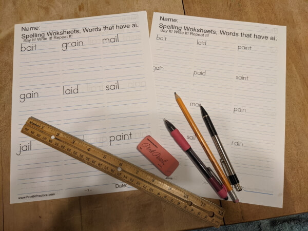 AI Words Phonics Worksheets in two sizes