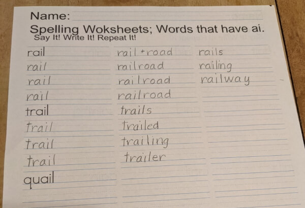 Small Font AI Words Phonics Worksheets
