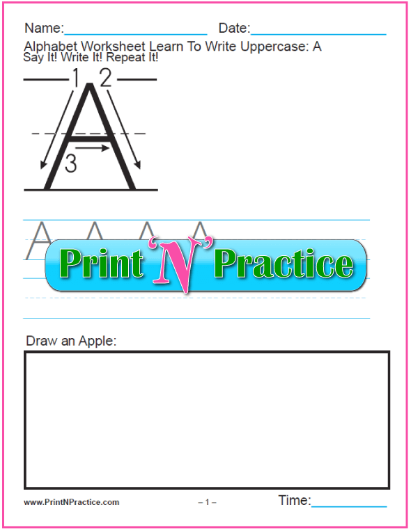 Printable Alphabet Worksheets: Uppercase letters.