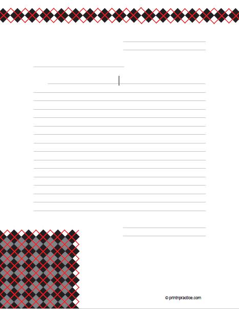 Printable Lined Paper - Argyle Theme