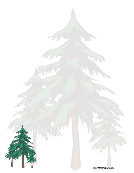 Printable Writing Paper makes letter writing super nice. ⭐ See Printnpractice.com #PrintNPractice #HomeschoolWorksheets #PrintableWritingPaper Fir Trees Printable Writing Paper