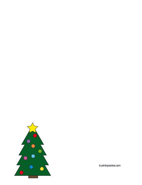 Christmas Printable Writing Paper makes letter writing super nice. ⭐ See Printnpractice.com #PrintNPractice #HomeschoolWorksheets #PrintableWritingPaper Unlined Printable Christmas Writing Paper: Christmas Tree Writing Paper