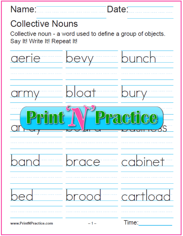 Find The Collective Noun Worksheet
