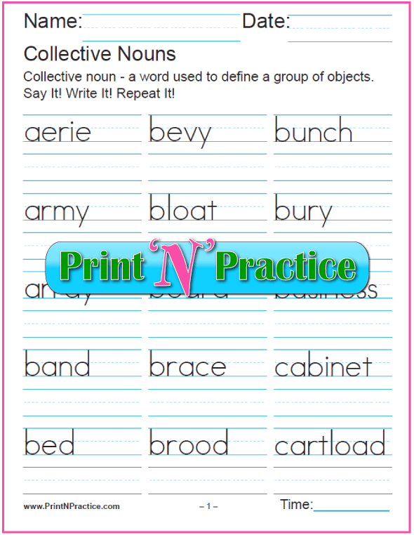 noun worksheets common and proper abstract collective plural