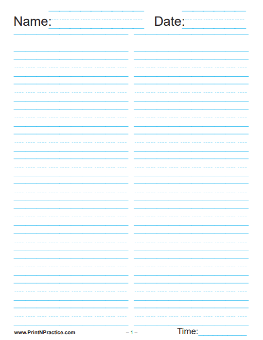 Printable Lined Notebook Paper: 2 Column Grades PK123