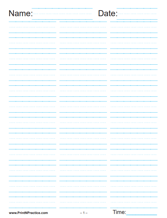 fancy writing paper printable Printable Lined Paper With Columns: Grades PK123