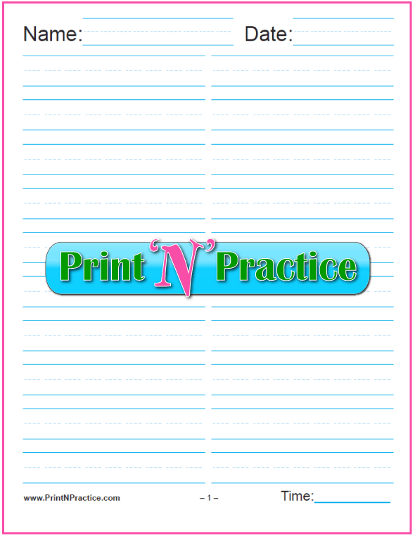 Two Column 5/8 Inch Kindergarten writing paper.