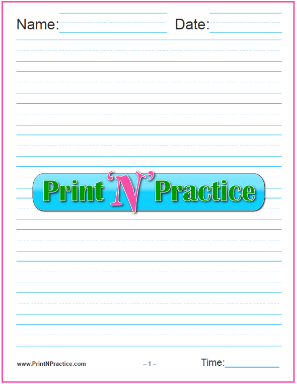 Handwriting Paper: Printable Lined Paper with Name