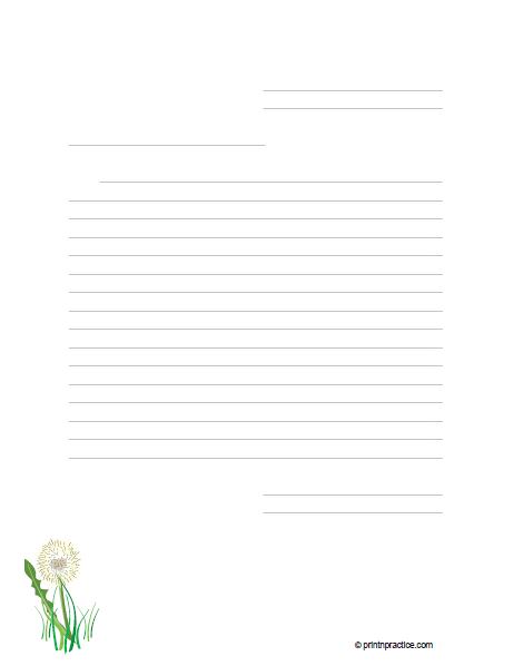 Floral Printable Letter Paper, Line Sheet, Floral Printable Letter Paper,  Writing Paper Printable, Letter Writing Set 