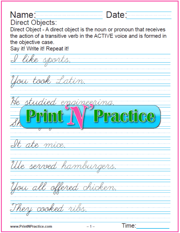 direct-object-worksheets