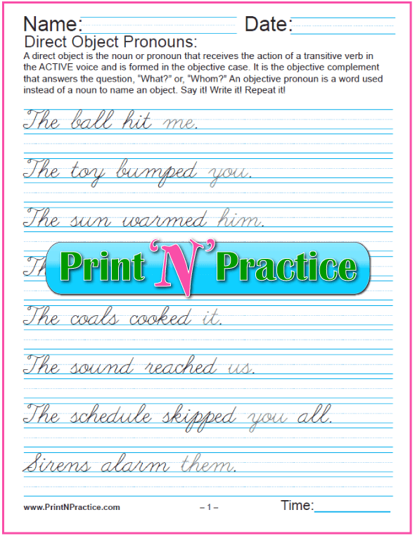 Direct And Indirect Objects Worksheets With Examples