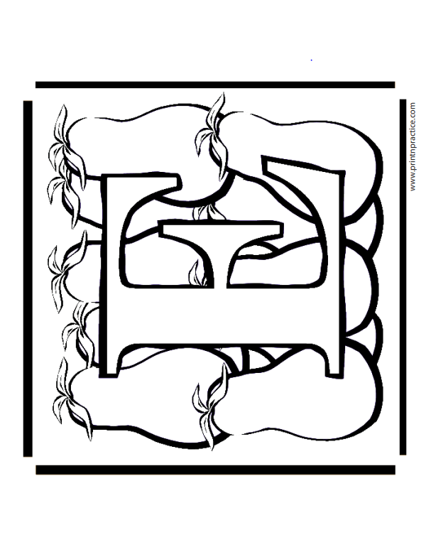 E For Eggplant Alphabet Coloring