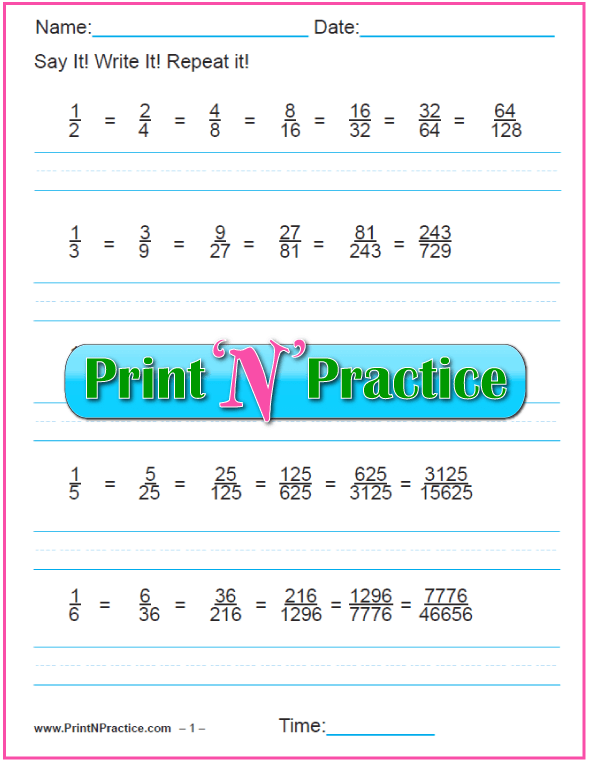 Equivalent Fractions With Bottom Multiplier