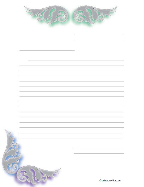 Editable Teal Decorative Lined Stationery Paper | Zazzle