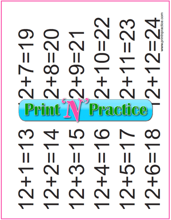 Addition for Kindergarten: Add Twelve
