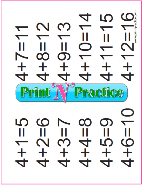 Addition for Kindergarten: Add Four