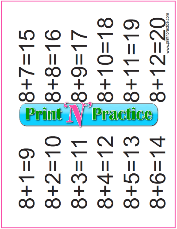 Addition for Kindergarten: Add Eight