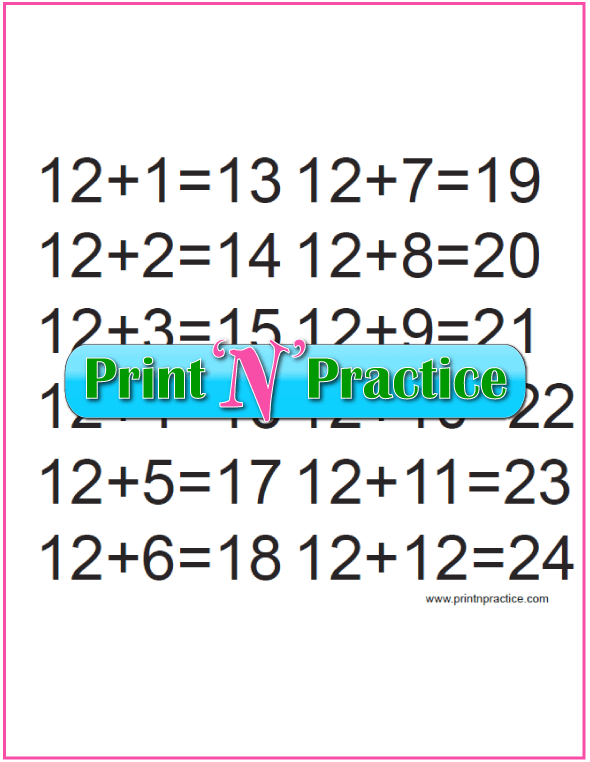 Twelves Kindergarten Addition