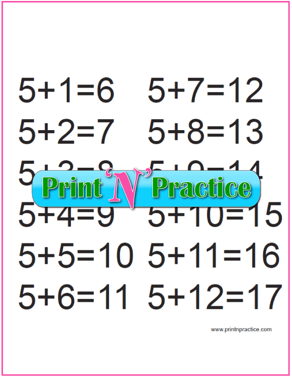 Fives Kindergarten Addition