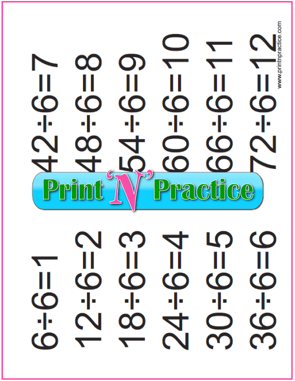 Division Chart For 3rd Graders