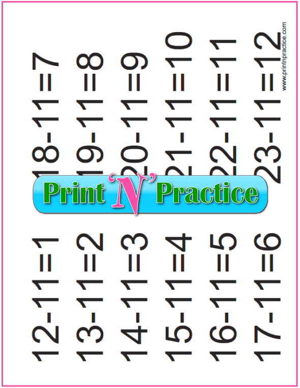 Teaching Subtraction: Elevens table.