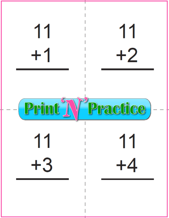 Printable Addition Flash Cards: Adding Eleven