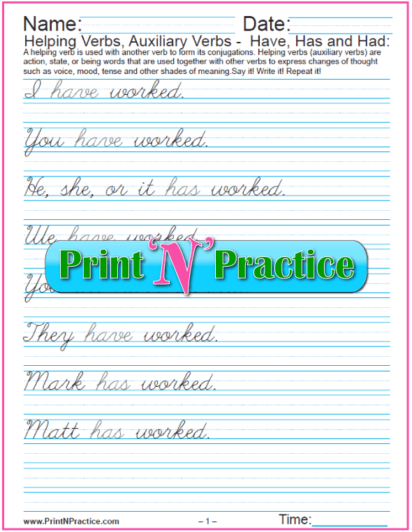 Helping Verbs Has And Have Worksheets