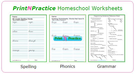 Homeschool Worksheets: Math, phonics, spelling, grammar, handwriting, and more!