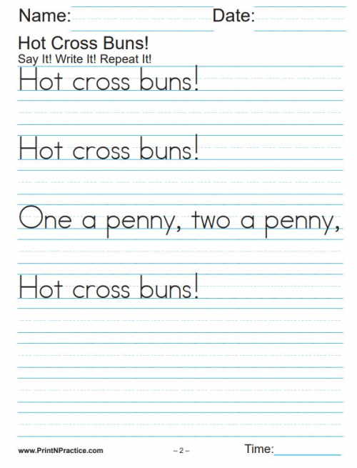Hot Cross Buns Easy Reading Worksheets