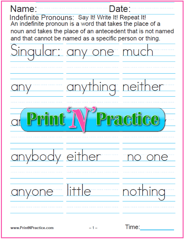 Pronoun Worksheets And Lists Of Pronouns