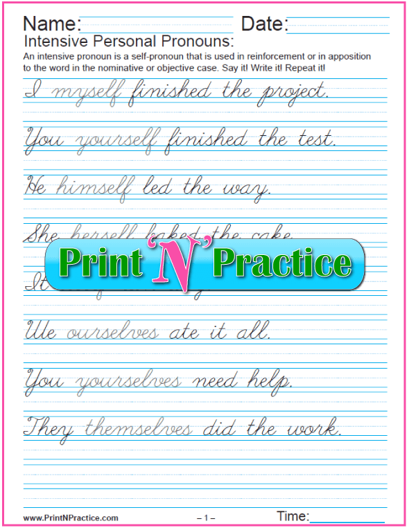 27 pronoun worksheets printable list of pronouns reference sheet