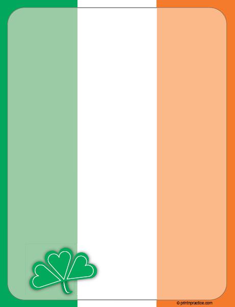 Irish Flag Writing Paper makes letter writing as nice as sending greeting cards. ⭐ See Printnpractice.com #PrintNPractice #HomeschoolWorksheets #PrintableWritingPaper Irish Flag Printable Writing Paper