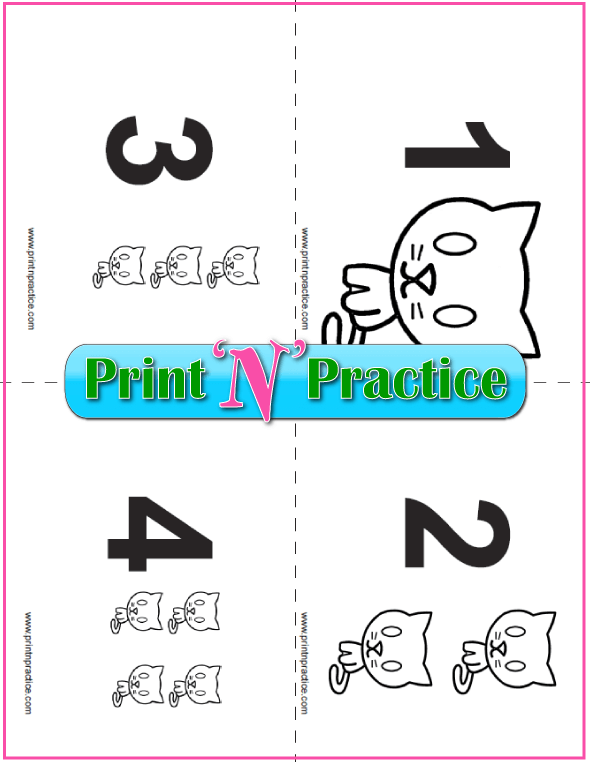 Printable Counting Flash Cards With Kittens 1-20 set.
