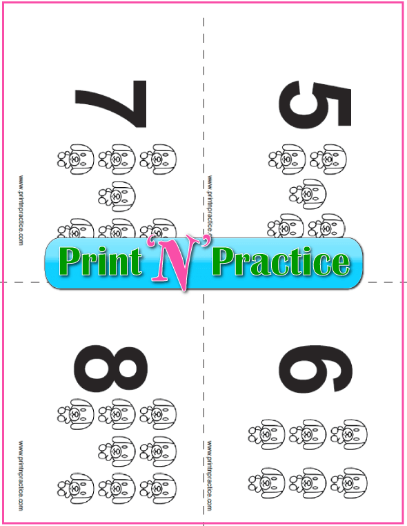 Printable Puppy Counting Flash Cards 5-8