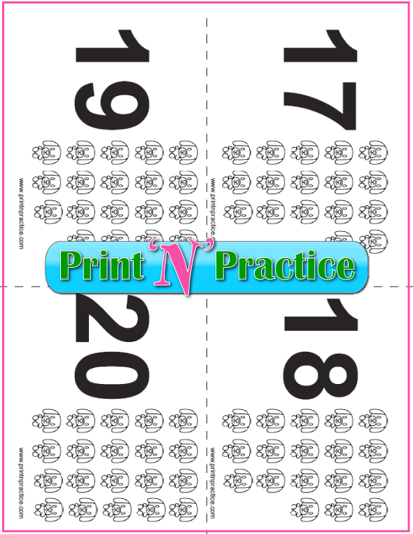 Puppy Counting Flashcards 17-20
