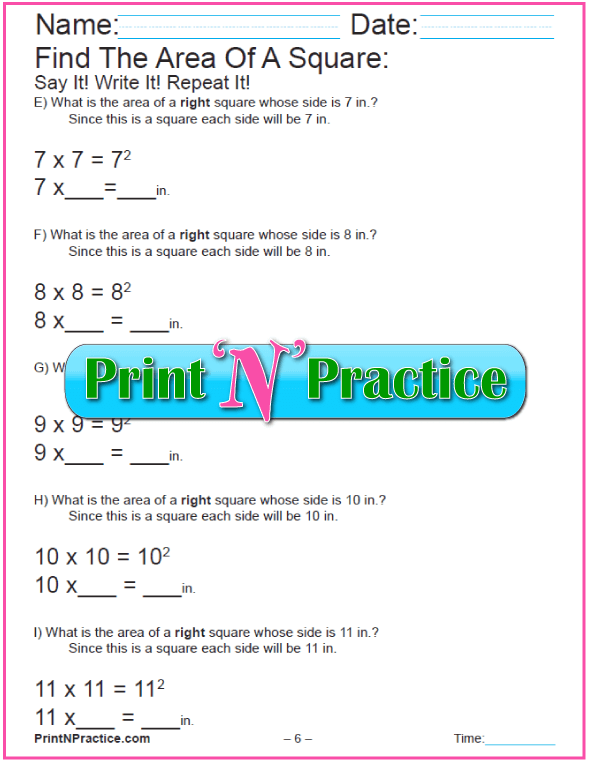 Printable Exponent Chart