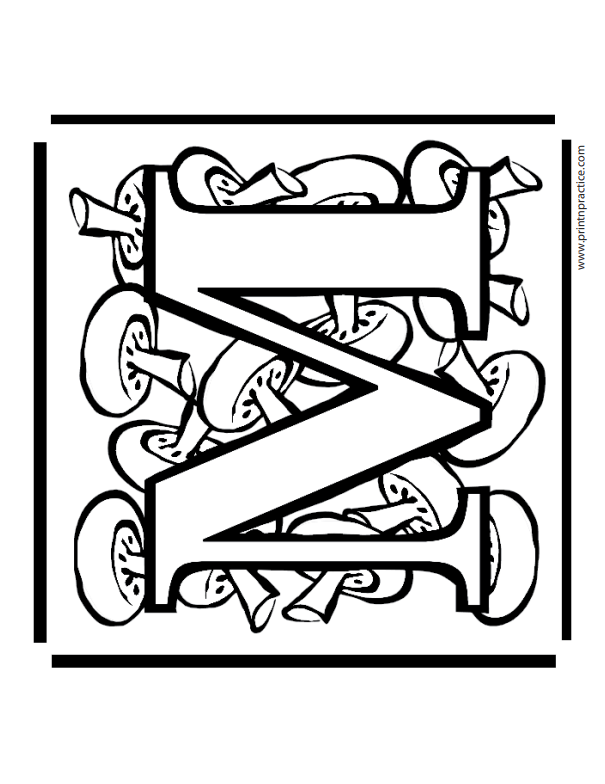 M For Mushroom Coloring Pages Alphabet Letters