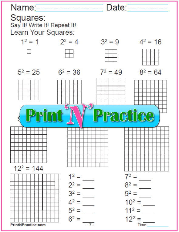 Printable Exponent Chart