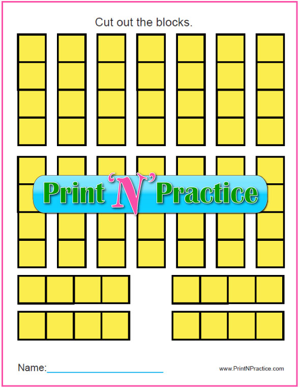 Cut And Count Counting Sheets: Counting by fours.