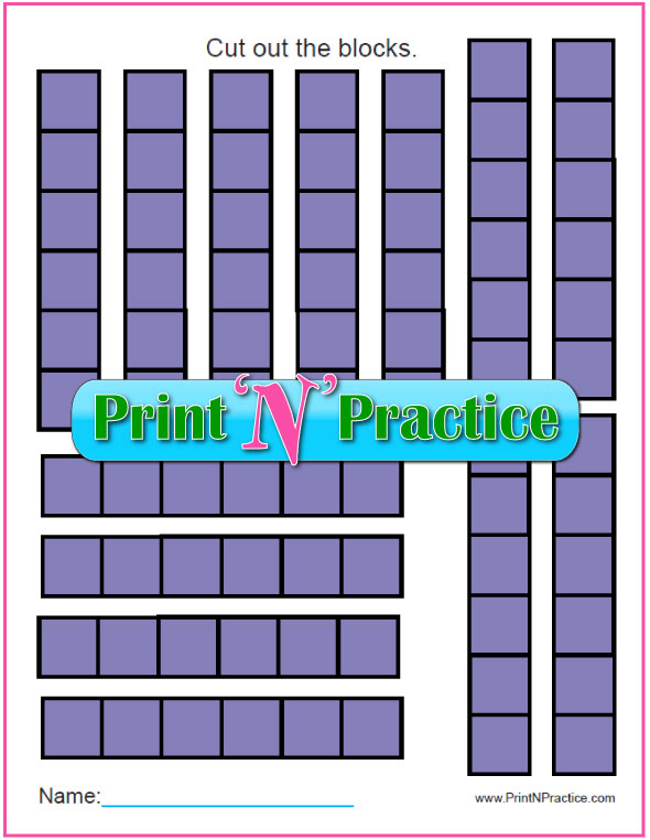 Cut And Count Counting Printable: Counting by six.