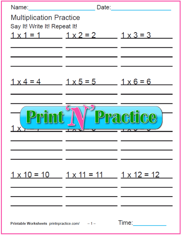 Fun Multiplication Worksheets - Ones Multiplication Practice.