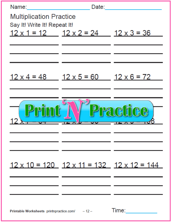 Printable Multiplication Worksheets For Practice