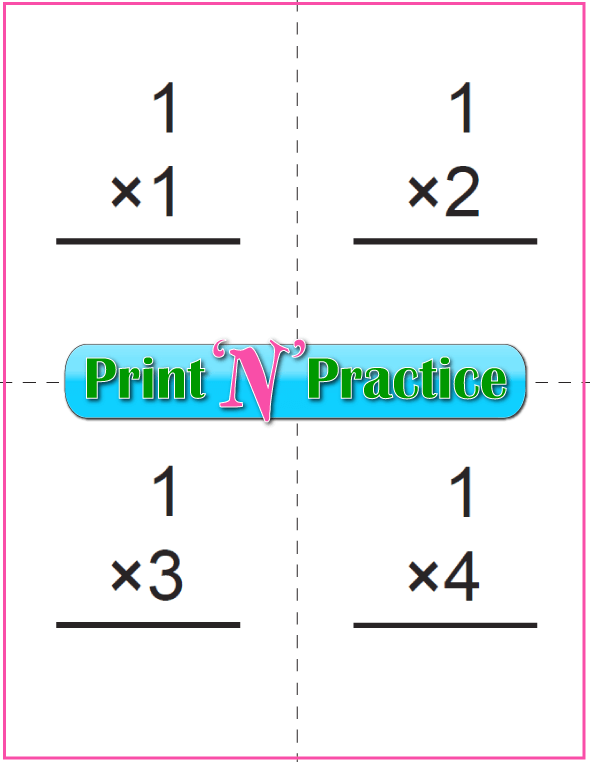 Printable Multiplication Flash Cards 1x